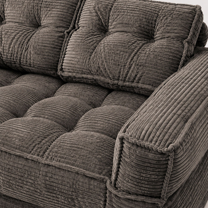 2 Seater Modular Corduroy Sofa With Chaise Lounge For Living Room