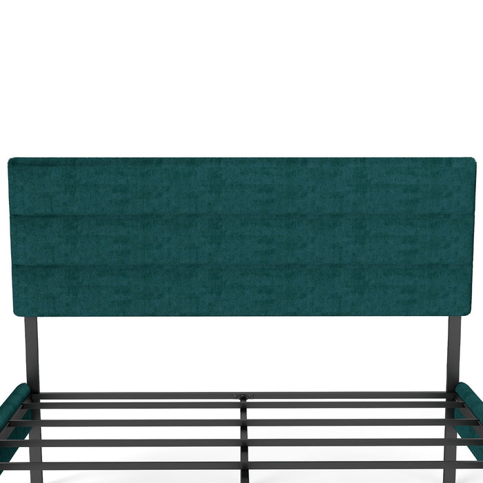 Upholstered Platform Bed Frame With Headboard, No Box Spring Needed, Underbed Storage
