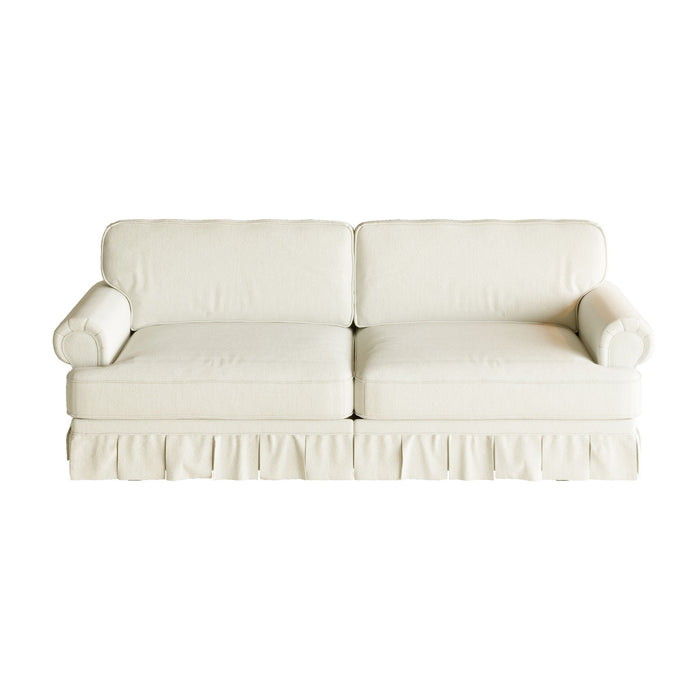 Luxuriously Comfortable Cloud Couch Sofa With Elegant Rolled Arms & Pleated Skirt Design