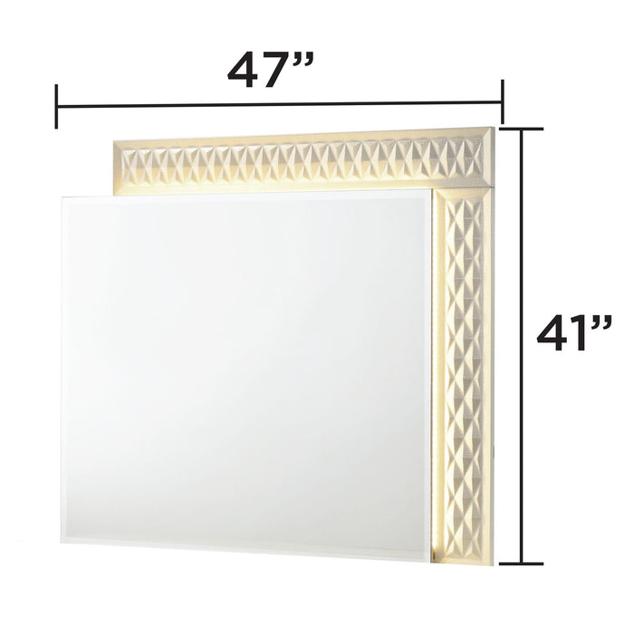 Stanley - LED Bedroom Mirror With Crocodile Texture Frame (Dresser Not Included) - Gray