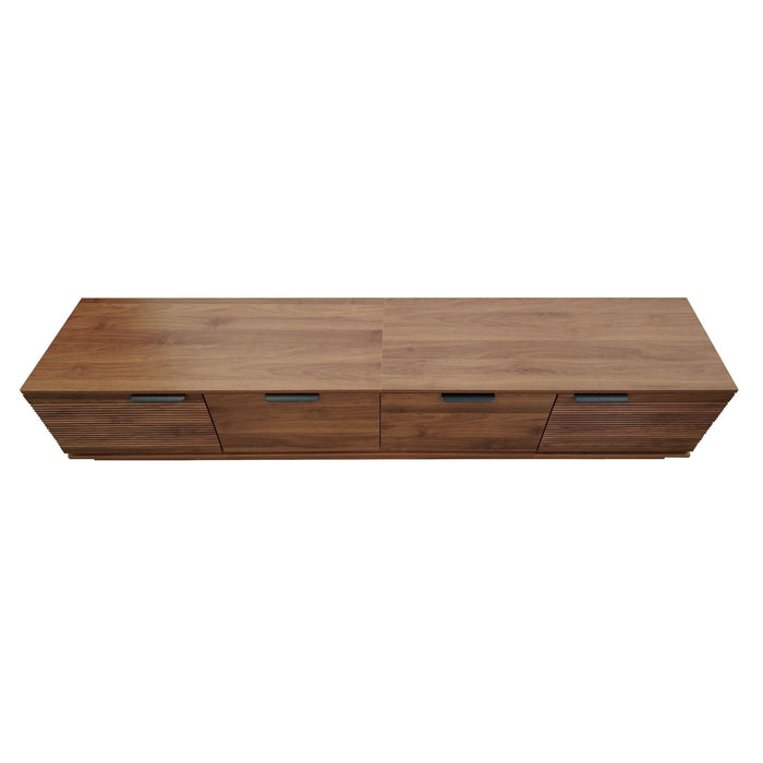TV Stand, Entertainment Center & Fluted Door & Cable Management, Soft Closing Hinges - Walnut