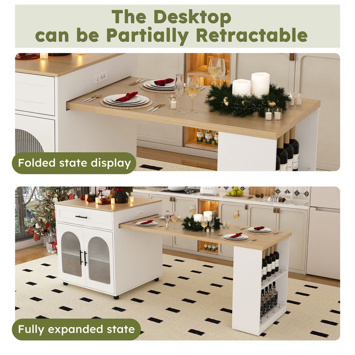 Expandable Kitchen Island With Power Outlet