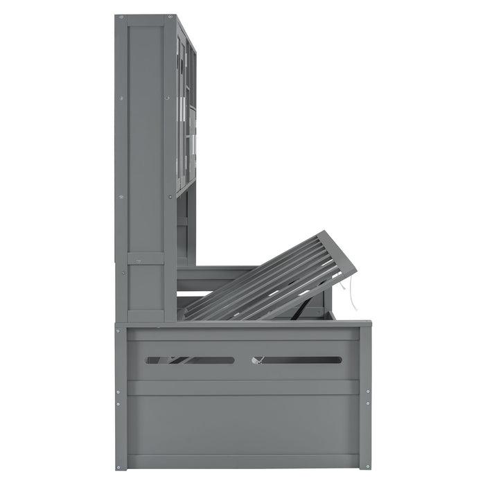 Daybed With All-In-One Cabinet And Shelf