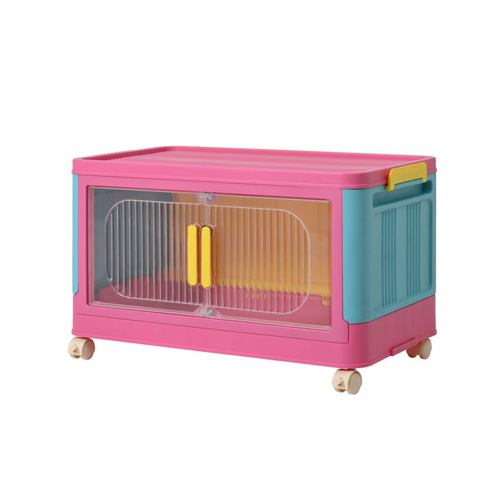 Folding Storage Cabinet With Magnetic Doors And Wheels