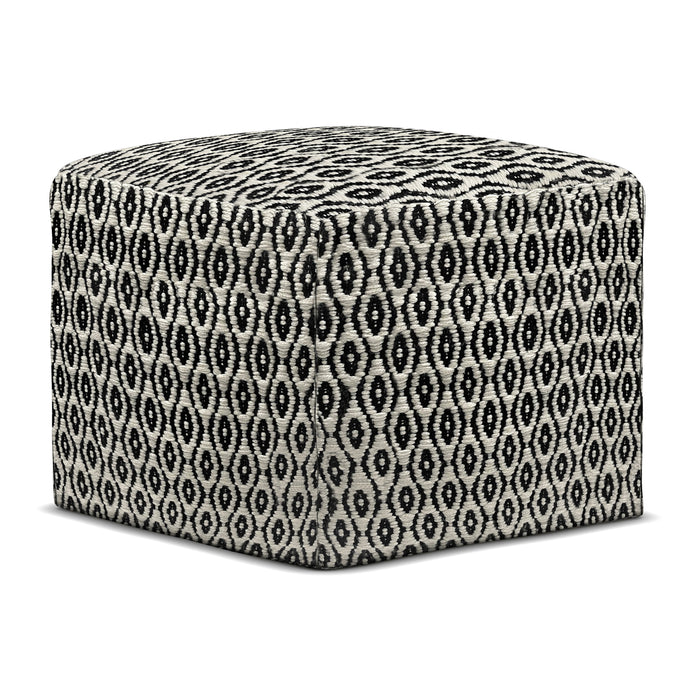 Kiana - Square Outdoor / Indoor Pouf - Black / White
