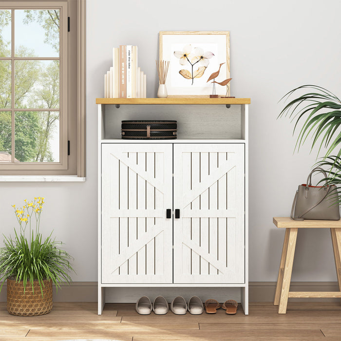 Modern Minimalist Shoe Cabinet With Sliding Door Design - White