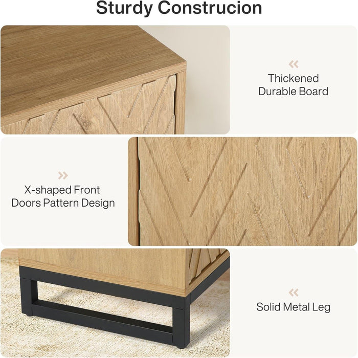 Sideboard Buffet Cabinet With 4 Doors & Shelves, Credenza Table For Dining Room - Warm Brown