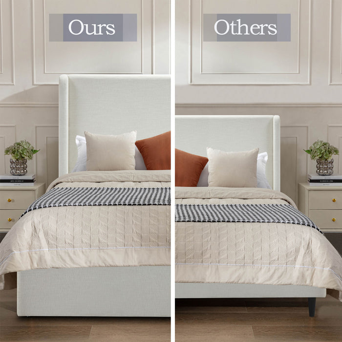 Carmen - Minimalist Upholstered Wingback Bed Frame With High Headboard