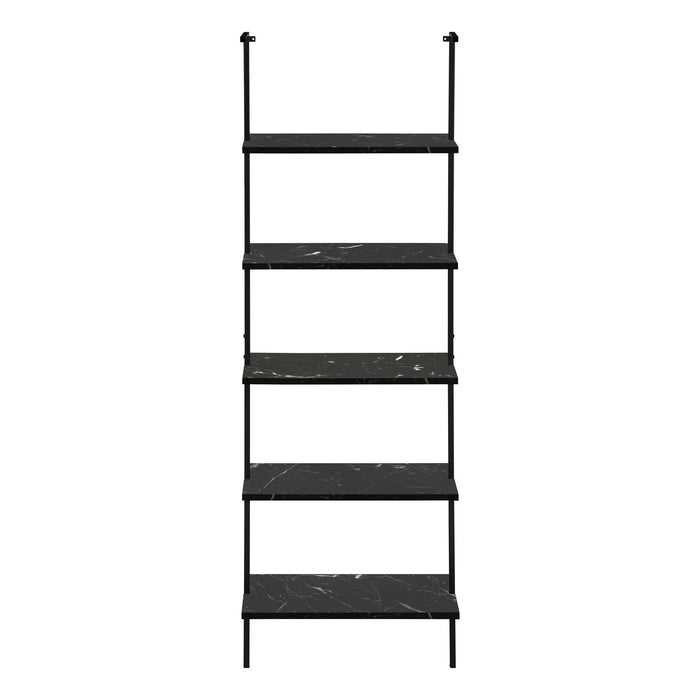 Bookshelf, Bookcase, Etagere, Ladder, 5 Tier, For Office, Marble Look Contemporary & Modern