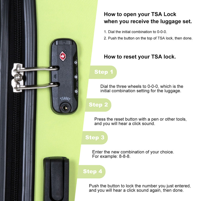 Luggage 4 Piece Lightweight Suitcase With Rotating Wheels With Tsa Lock,