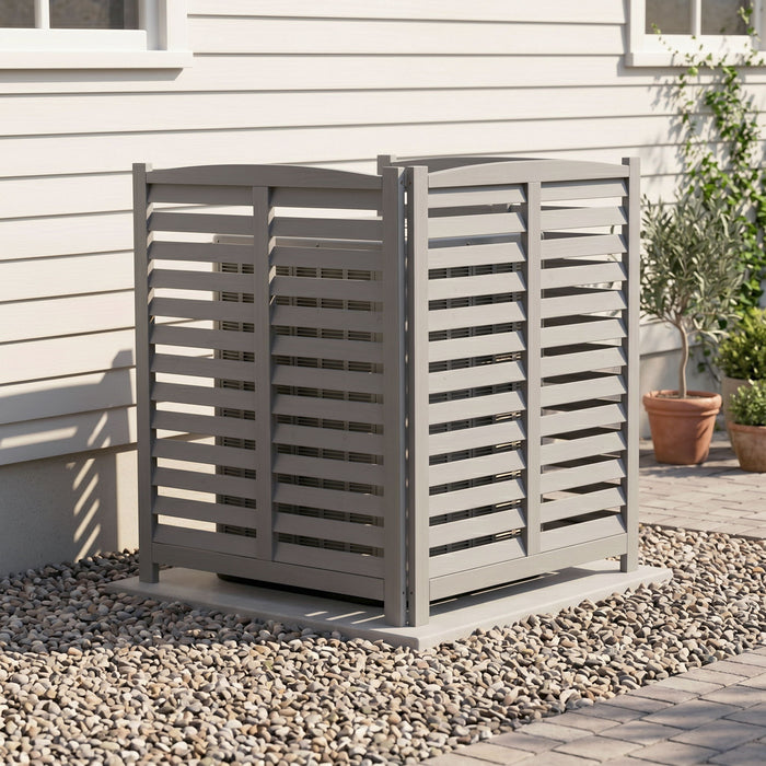 3 Panel Outdoor Wooden Air Conditioner Fence
