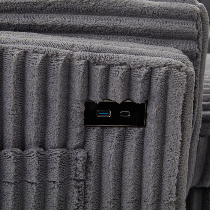 Convertible U-Shaped Sectional Sofa Bed With USB Ports And Storage