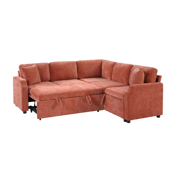 Modern L Shaped Sectional Sofa Bed With Hidden Storage Chenille Upholstery