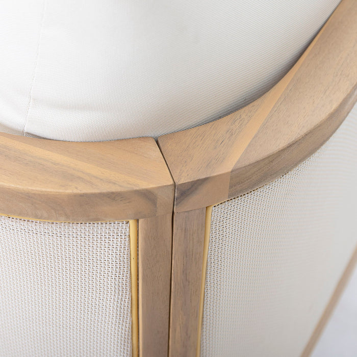 Outdoor Acacia Wood Patio Club Chair, Textilene Patio Furniture, Waterproof Thick Cushion Deep Seating For Porch, Garden, Backyard, Balcony, Weight Capacity 400Lbs, Light Teak - Beige