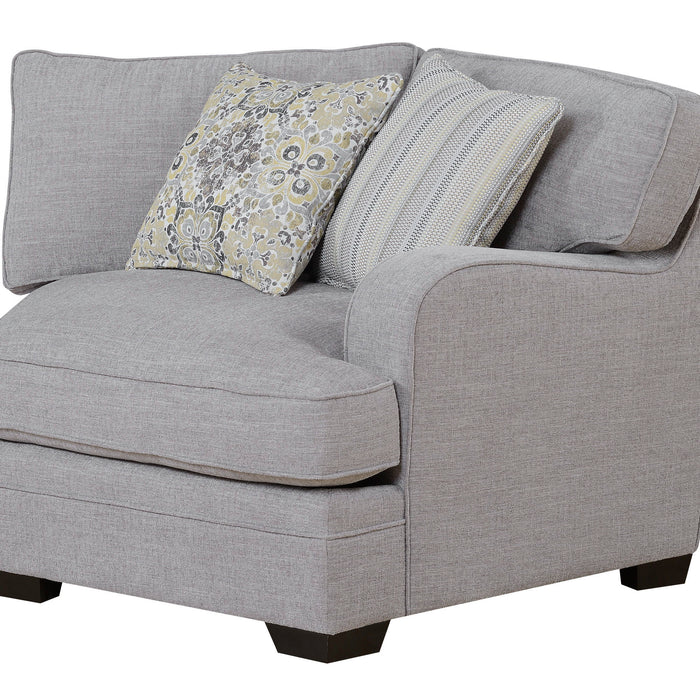 Analiese - Cuddler Sectional, With Pillows, Track Arms, Welt Seaming, And Block Feet - Dove Gray