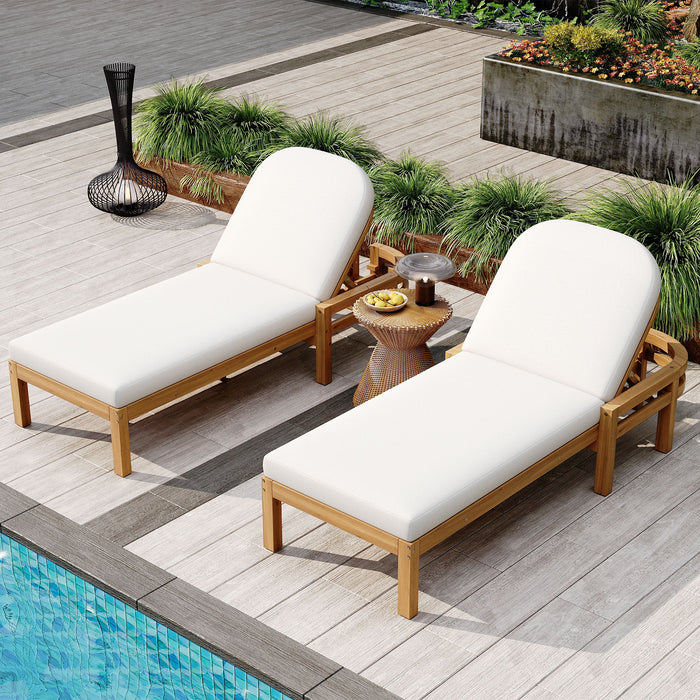 Outdoor Chaise Lounge With 5 Position Adjustable Backrest (Set of 2)