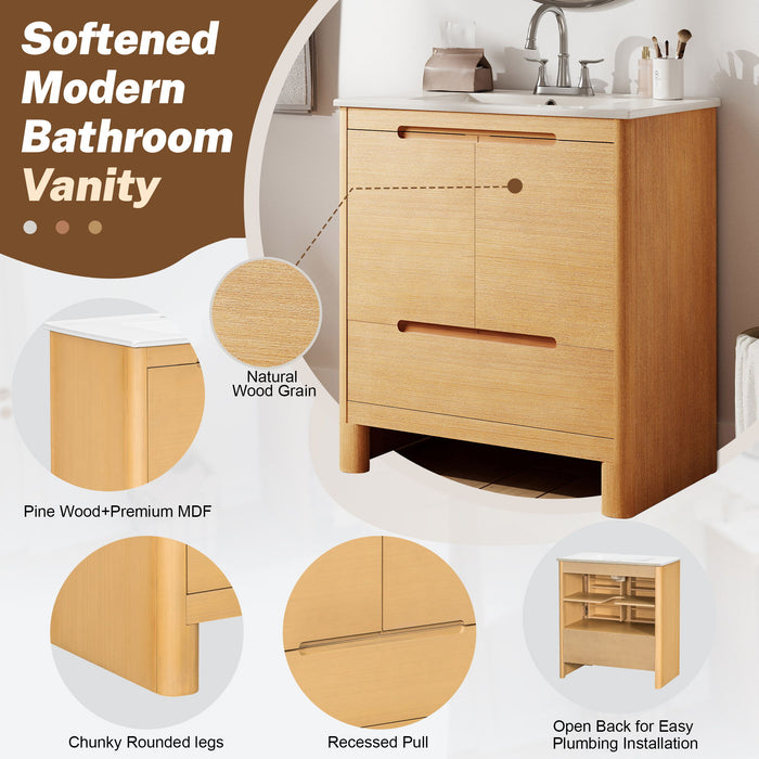 Softened Modern Bathroom Vanity With Sink