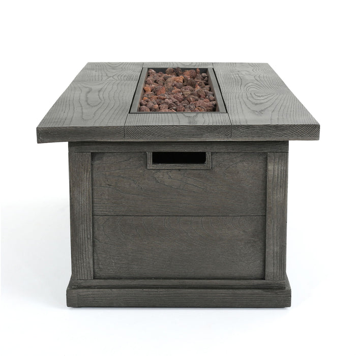 Transitional Rectangular Outdoor Propane Fire Pit With 50,000 Btu