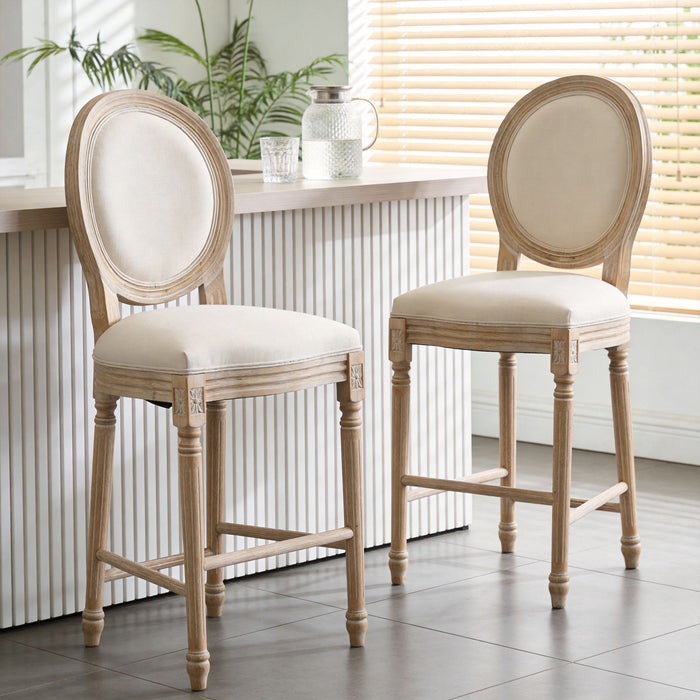 French Country Bar Chairs & Round Back (Set of 2)