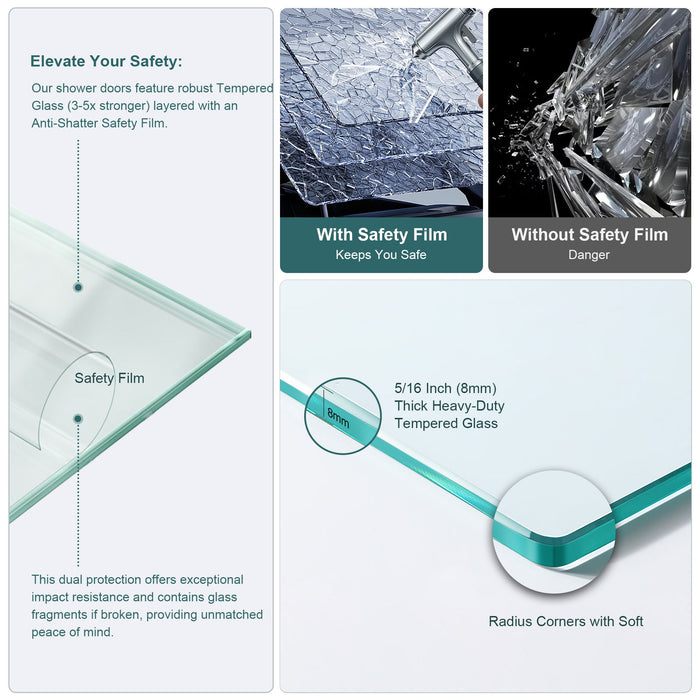 Diamond Shaped Corner Shower Door, Inward Sliding, Stainless Steel Frame