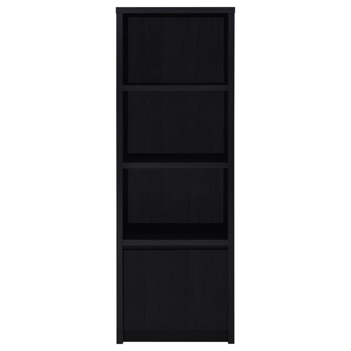 Sloat - 3 Shelf Media Tower With Cabinet Storage - Black