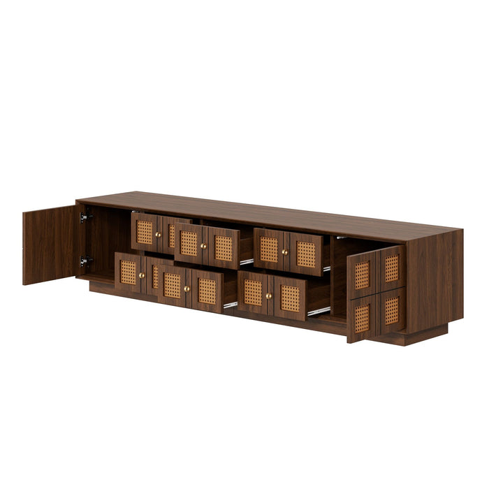 Media Console TV Stand With 6 Drawers & 2 Cabinets - Walnut