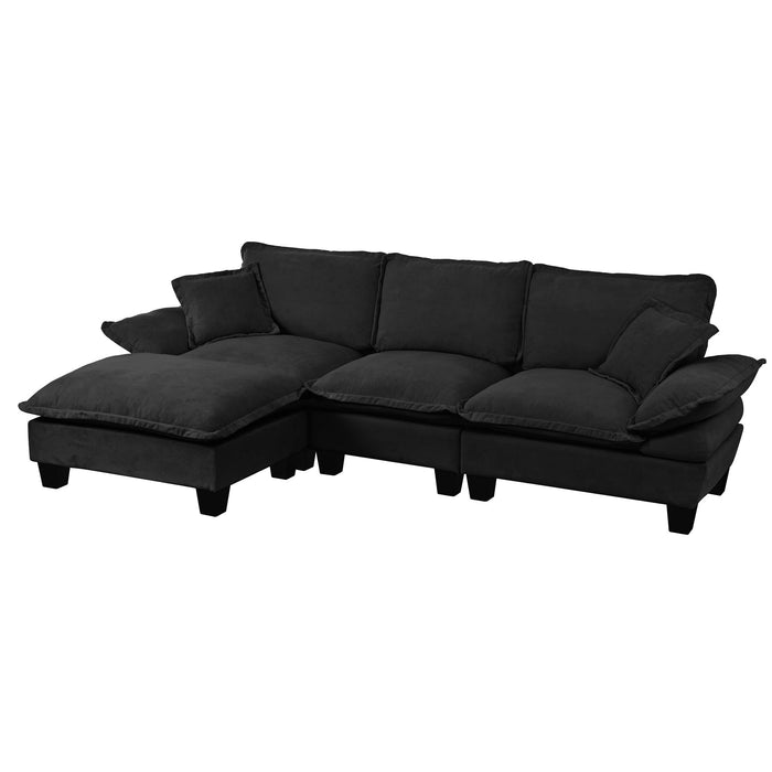 Modular Sectional Sofa With Movable Ottoman & Pillows