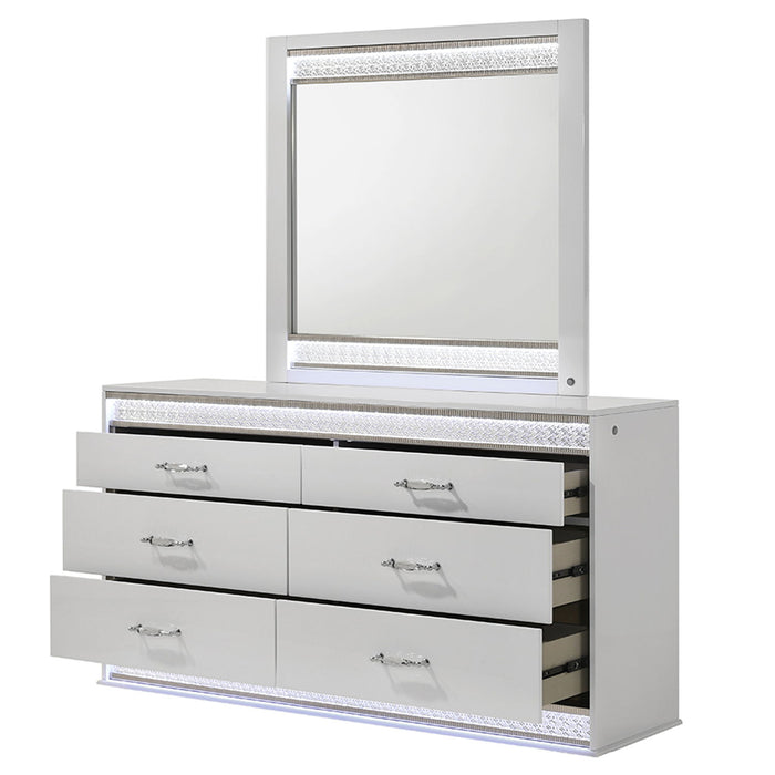 Glam - 6 Drawer Dresser & LED Lighting (Includes Dresser Only) - White
