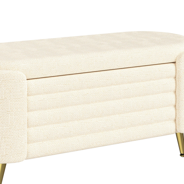 Modern Oval Storage Ottoman With Upholstery