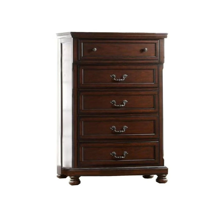 1 Piece Chest Bun Feet Pull Handles Round Knobs Bedroom Furniture - Cherry