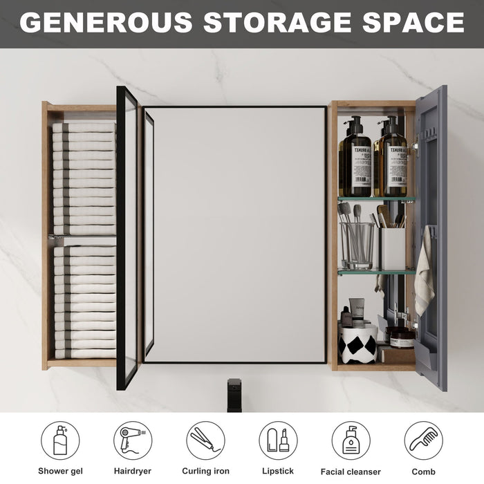Wall Mounted Cabinet With Soft Close Door, Adjustable Shelves Storage For Bathroom - Imitative Oak