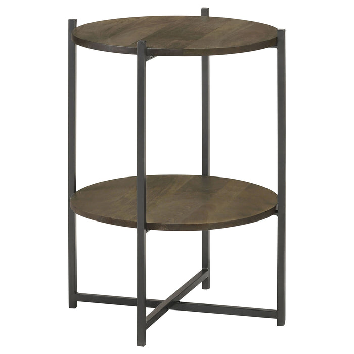 Accent Table With X-Frame And Bottom Shelf - Brown