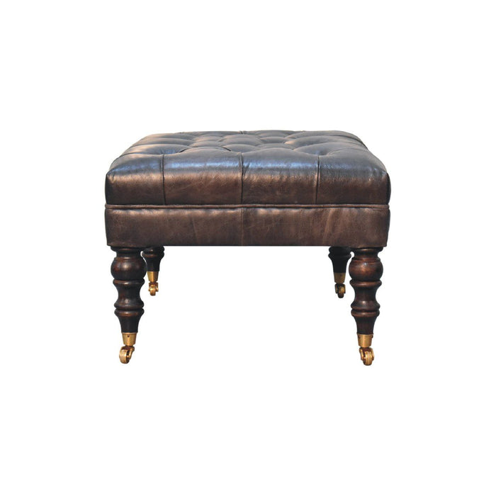 Buffalo - Leather Ottoman With Castor Legs