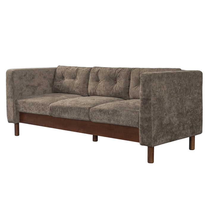 3 Seater Sofa With Square Arms, Tufted Pillow Back For Living Room