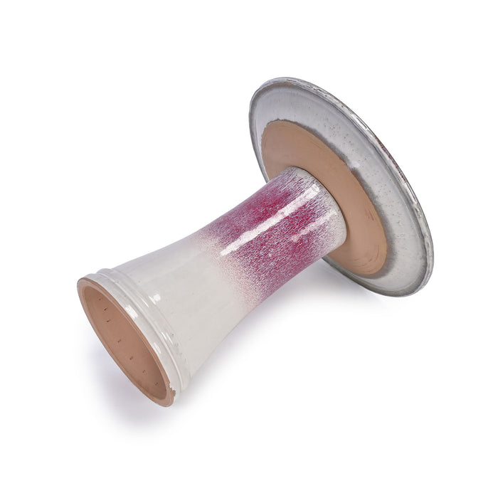 Birdbath For Patio, Garden - White / Pink