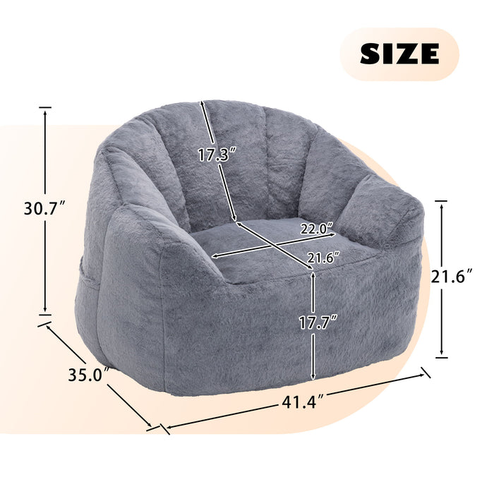 Beanbag Chair, Beanbag Sofa Chair With Armrests Stuffed High Density Foam