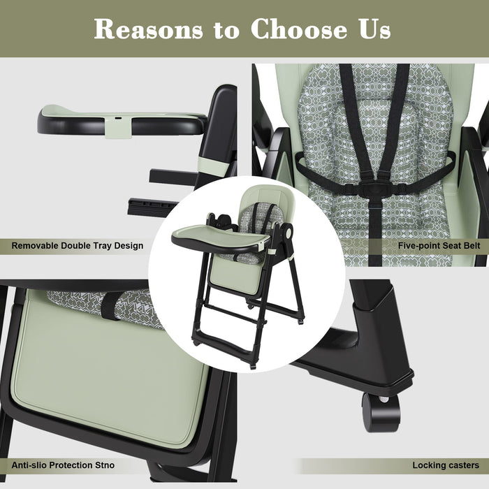 Convertible Baby High Chair To Rocker With 5 Point Harness