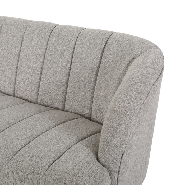 Modern Loveseat With Channel Stitching And Iron Legs - Light Gray