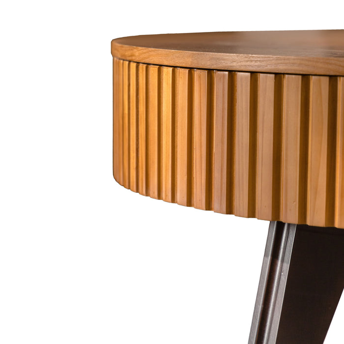 Round Retro Coffee With Solid Wood Legs