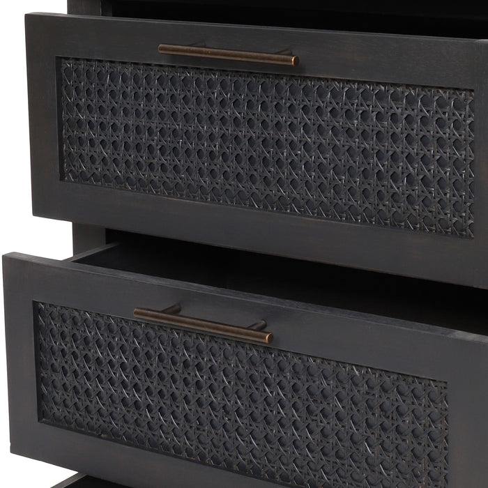 Newell - Cane 3 Drawer Dresser - Dark Gray