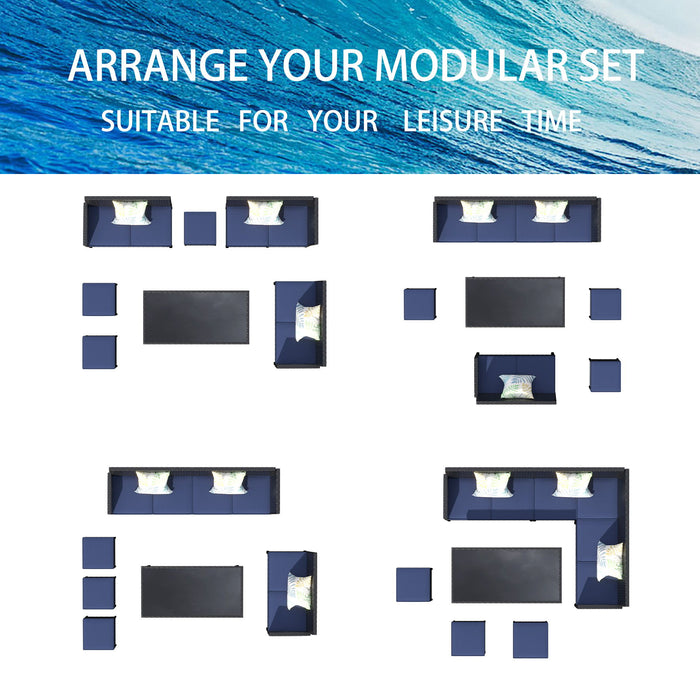 7 Piece Outdoor Furniture Set Waterproof Cushions Glass Table