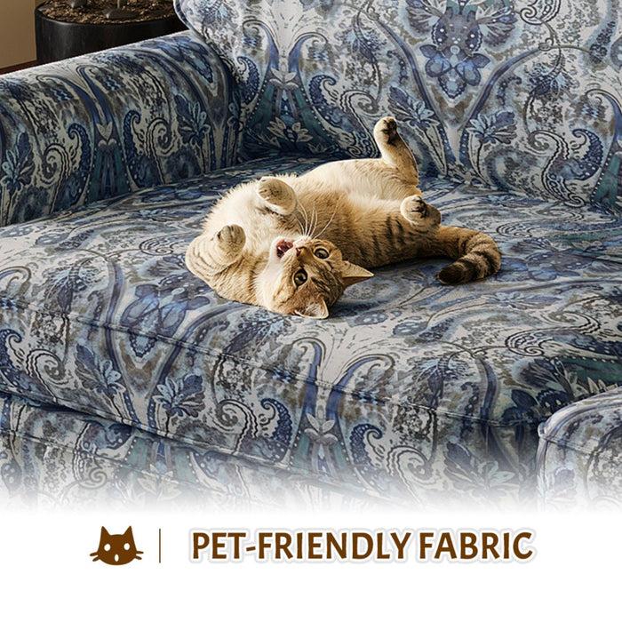 Luxuriously Comfortable Cloud Couch With Elegant Rolled Arms & Pleated Skirt Design