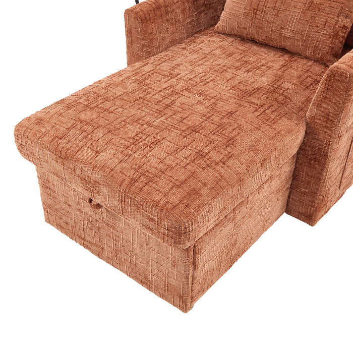 Multifunctional Chenille Recliner Sofa With Storage And Phone Bracket