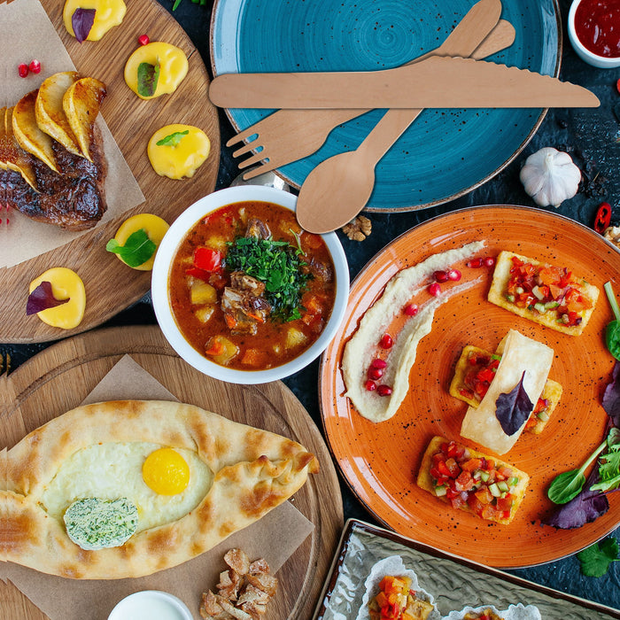 Wooden Compostable Utensils Set 300 Pieces 100 Forks 100 Spoons 100 Knives Sturdy Wood Disposable Cutlery Eco Friendly Biodegradable Utensils For Party Free From Plastic Cutlery Set For Eating - Natural Wood