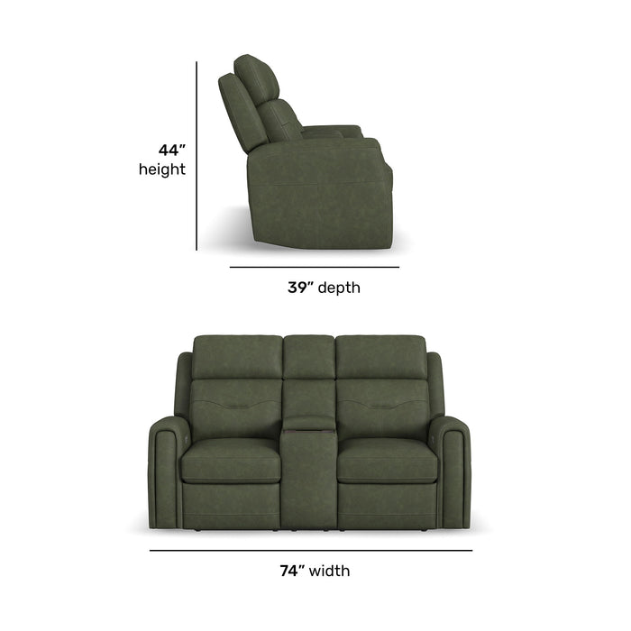 Felix - Power Reclining Loveseat With Console, Power Headrest, Lumbar, Heat & Massage