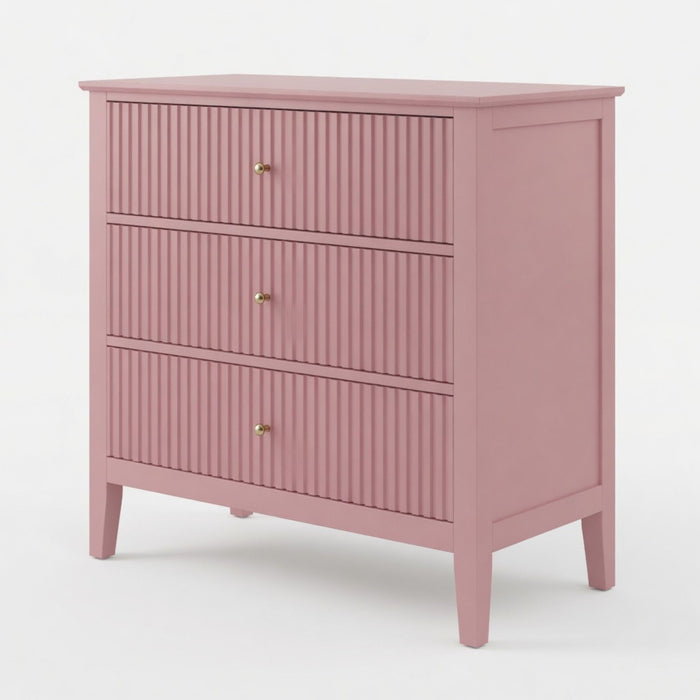 Fluted 3 Drawer Nightstand With Soft Close Slides