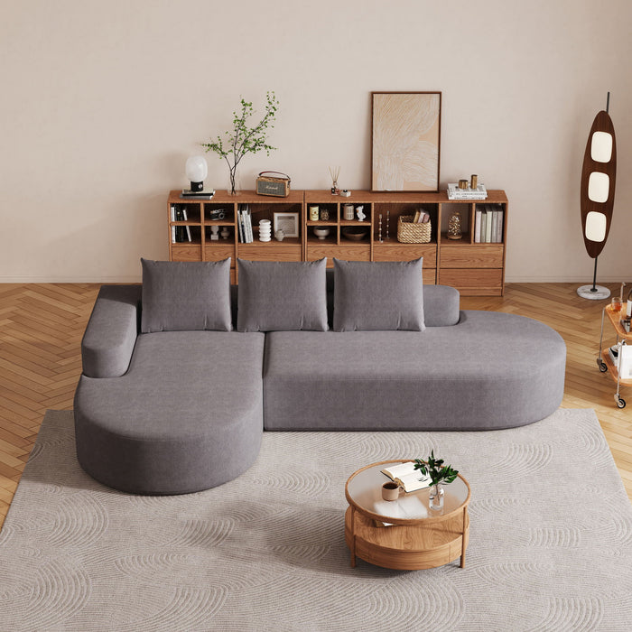 Modern Curved Sofa, L-Shaped Modular Sectional Set With 3 Pillows