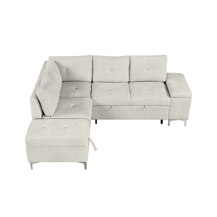 Versatile L Shaped Sofa Bed With Storage, Cup Holders, USB Ports Chenille