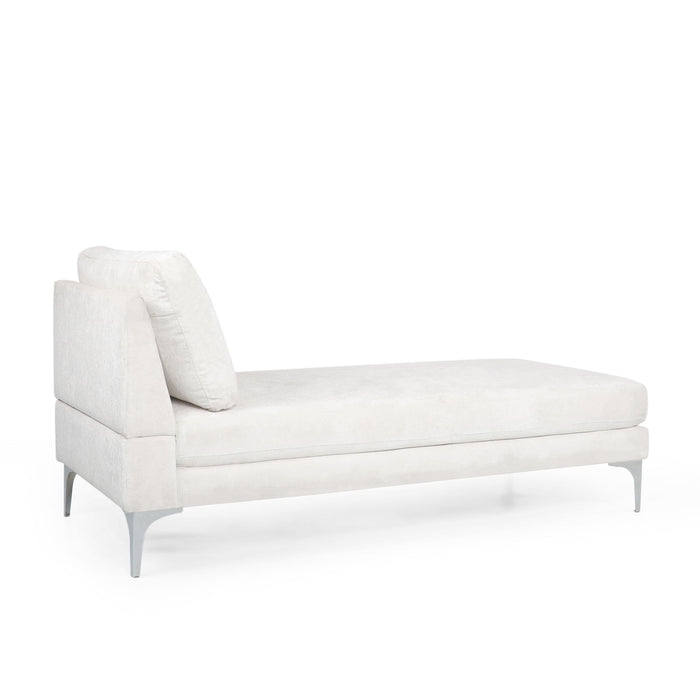 Fabric Upholstered Chaise Lounge With Iron Bracket Legs