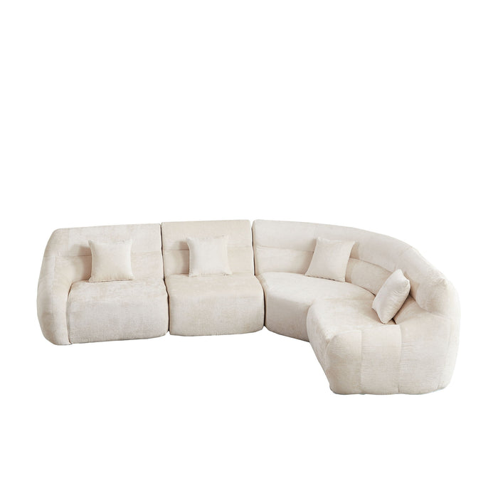 Luxury Curved Corner Sectional Sofa With 4 Pillows